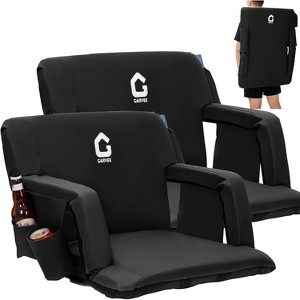 TackView Reclining Stadium Seats with Back Support and Padded Cushion, 20.5" Bleacher Chair with Anti-Slip Mat, 6 Adjustable Angle, Cup Holder, Black - 1 of 4