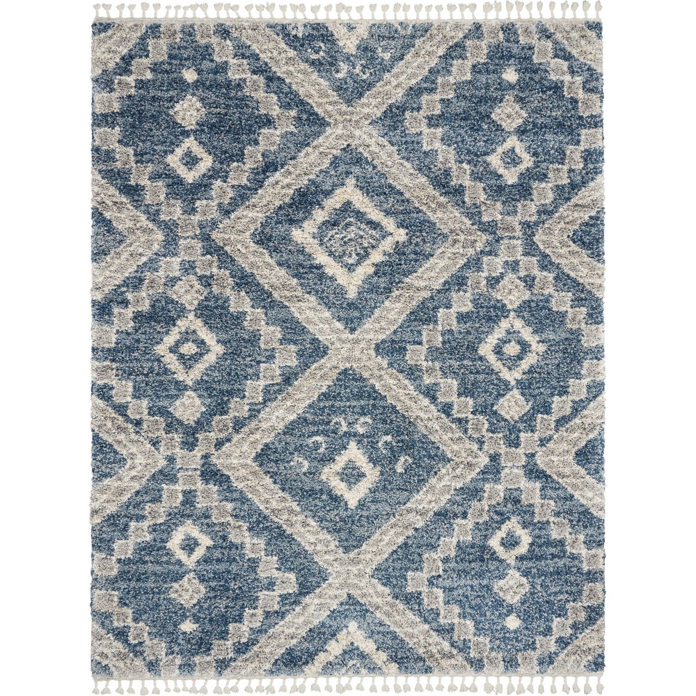 Photos - Area Rug Nourison 7'10"x10'6" Oslo Shag Geometric Machine Woven Indoor  Den 