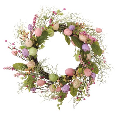 Transpac Foam 24" Multi Easter Faux Easter Egg Wreath