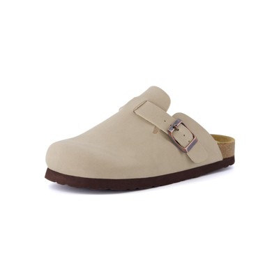 CUSHIONAIRE Kid's Hana Cork footbed clog with Genuine Leather upper, Faux Fur lining, and +Comfort