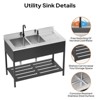 Karl Home 47.5 in.Heavy-Duty Freestanding Stainless Steel Double Bowl Utility Sink with Faucet - 4 of 4