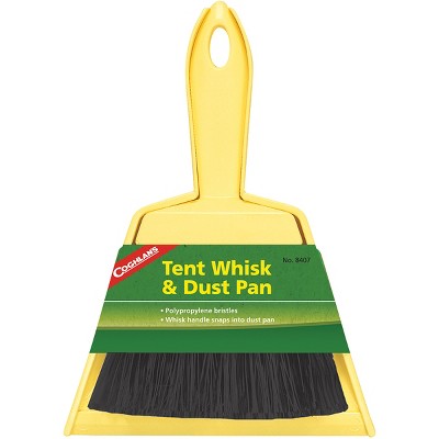 Coghlan's Tent Whisk & Dust Pan, Plastic Broom Sweeper Snaps into 8 1/2" Bin