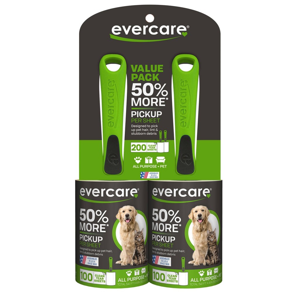Evercare Pet Lint Roller 100 Sheet Twin Pack