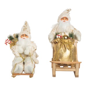 Transpac Fabric Elegant Metallic Santa Decor Set of 2 Christmas Home Decorations - 1 of 1