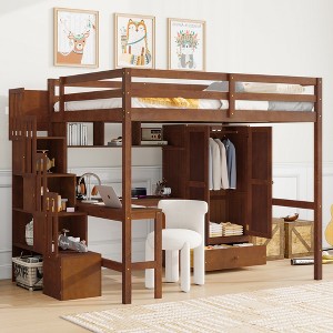 ModernLuxe Full Loft Bed with L-Shape...