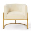 CAVINAS Luxury Velvet Upholstery Accent Armchair with Golden Metal Stand,Chic Leisure Chair Lounge Chair with Curved Back for Living Room - 2 of 4