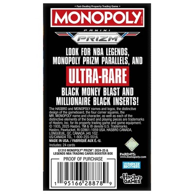 monopoly panini prizm: 2024-25 nba basketball trading cards booster box Prizm Card Blaster Sports, Fitness & Outdoors 25 cards per box NBA Monopoly 2024-25 Legends Prizm