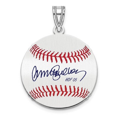 Black Bow Jewelry Sterling Silver Ryne Sandberg Signature SM Enamel Baseball Pendant
