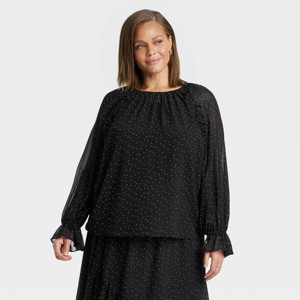 Women's Long Sleeve Ruffle Blouse - A New Day™ - 1 of 3
