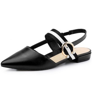 Allegra K Women's Pointed Toe Elastic Strap Buckle Decor Slingback Flat Mules - 1 of 4