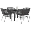 vidaXL 5 Piece Patio Dining Set - Black Poly Rattan Outdoor Furniture with Cushions & Glass Table - Garden/Backyard - 2 of 4