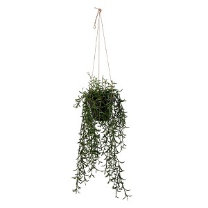 Vickerman 22" Artificial Green Plastic Grass, Hanging Pot. - 1 of 4