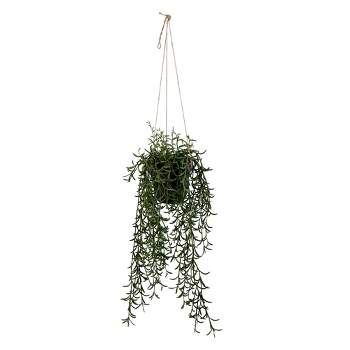 Vickerman 22" Artificial Green Plastic Grass, Hanging Pot.