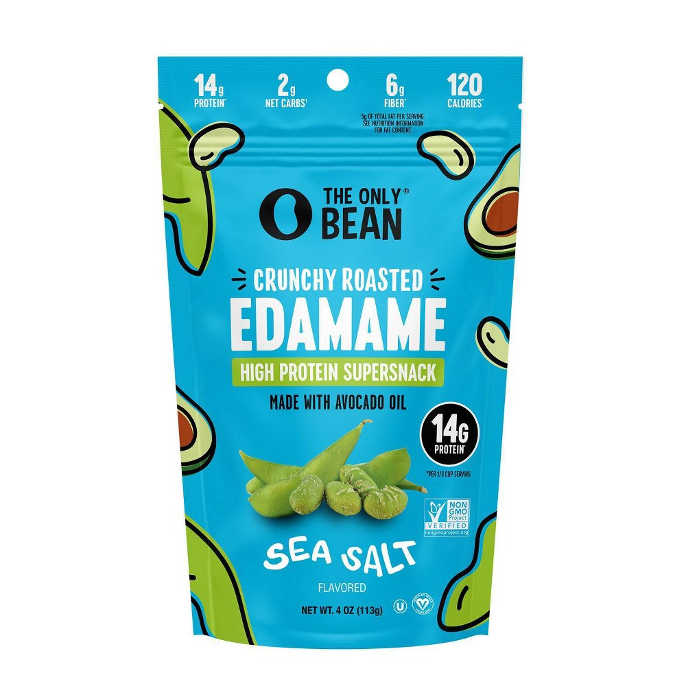 The Only Bean Crunchy Roasted Edamame Bean Snack Healthy High Protein Sea Salt - 4oz