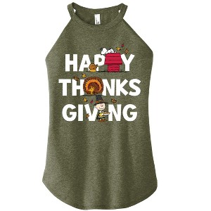 Women's - Peanuts - Happy Thanksgiving Icons Graphic High Neck Tank - 1 of 4