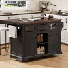 Kitchen Island with Drop Leaf and Power Outlet, Kitchen Island with 4 Barn Doors and 2 Drawers, MDF Frame Kitchen Island-Coolbibila - 2 of 4