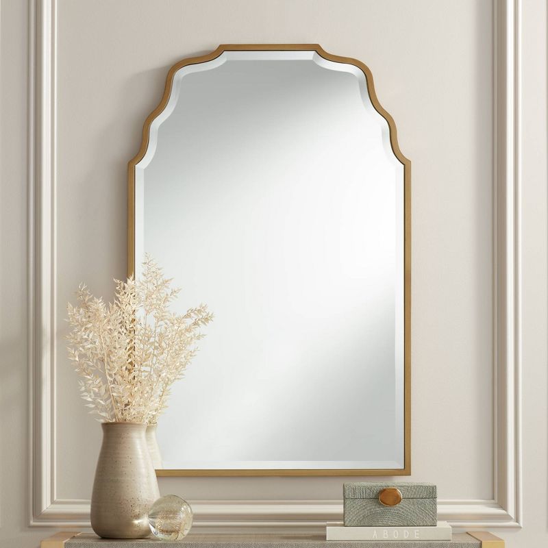 Noble Park Rectangular Vanity Decorative Wall Mirror Modern Beveled Waved Arched Lush Antique Gold Frame 26" Wide for Bathroom, 2 of 12