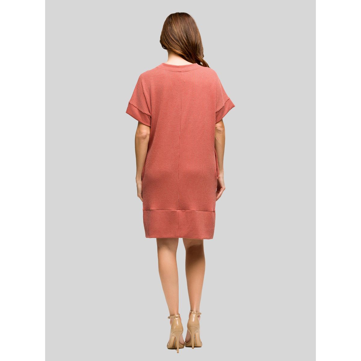 Womens V-Neck Loose Fit Short Sleeve Pocket T Shirt Dress - 24seven Comfort Apparel™ - thumbnail 9