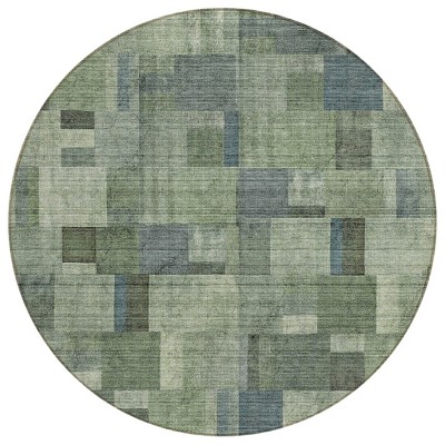 Green And Mint Green Geometric Washable Indoor Outdoor Area Rug