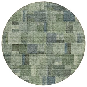 Green And Mint Green Geometric Washable Indoor Outdoor Area Rug - 1 of 4