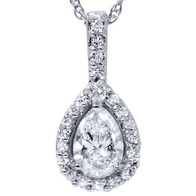 Pompeii3 3/8ct Fancy Pear Shaped 14k Solitaire Diamond Pendant