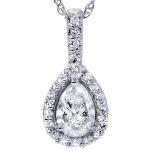 Pompeii3 3/8ct Fancy Pear Shaped 14k Solitaire Diamond Pendant - 1 of 4
