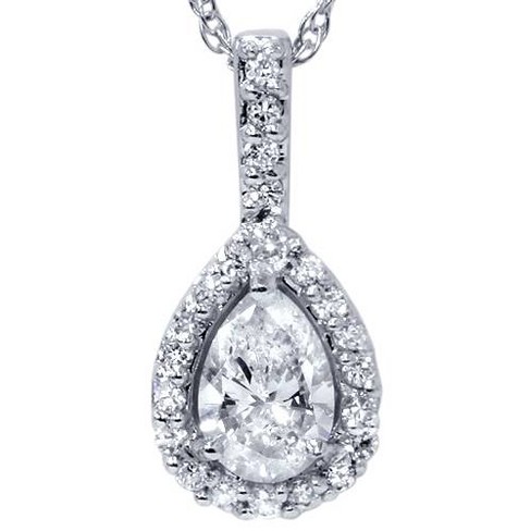 Pompeii3 3/8ct Fancy Pear Shaped 14k Solitaire Diamond Pendant - image 1 of 3