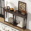 PAGED Vintage Pine Veneer Console Table with 4 Drawers & Shelf, Distressed Glaze Entryway Table, Retro Entryway Sofa Table Narrow Long - 2 of 4