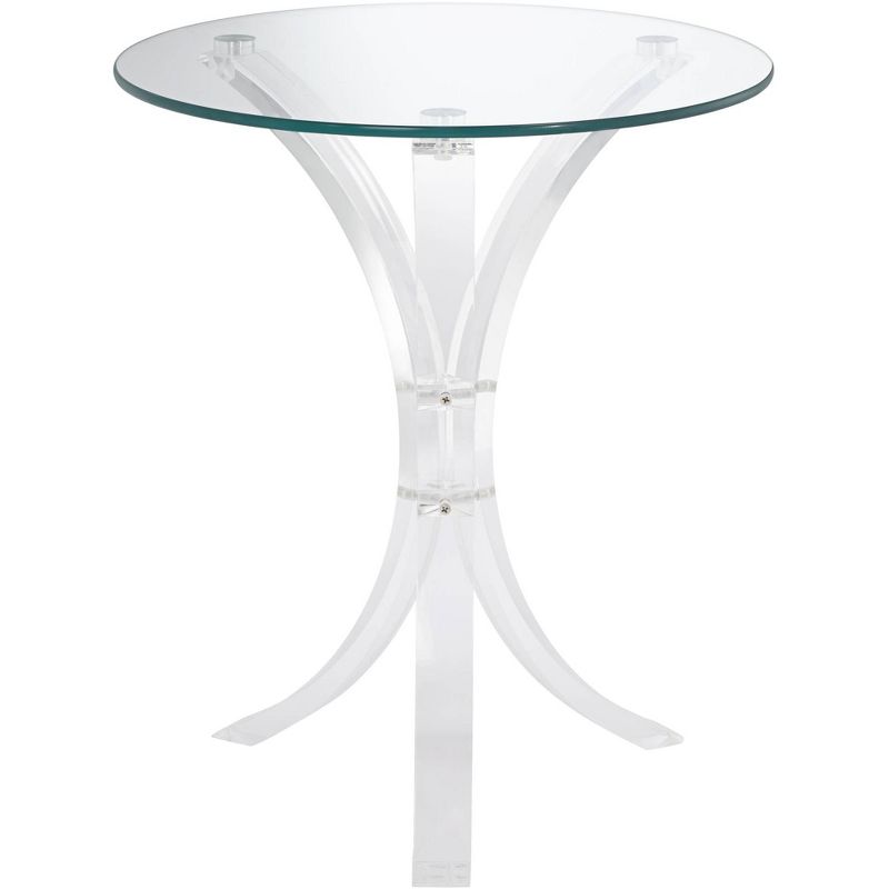 Studio 55D Felicity Modern Acrylic Round Accent Table 18" Wide Clear Tempered Glass Tabletop Curved Legs for Living Room Bedroom Bedside Entryway Home, 4 of 10