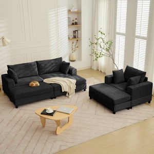 Mjkone Modern Extra-Large Corduroy Upholstered Modular Sectional Sofa Set,Deep Seat Sleeper Chair Indoor with Ottoman - 1 of 4