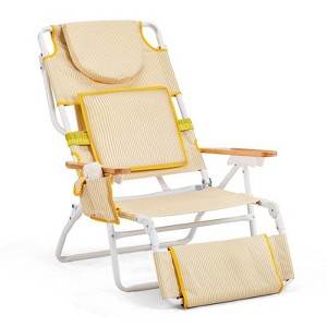 Karl Home Yellow Aluminum Folding Beach Chair(Set of 1) - 1 of 4
