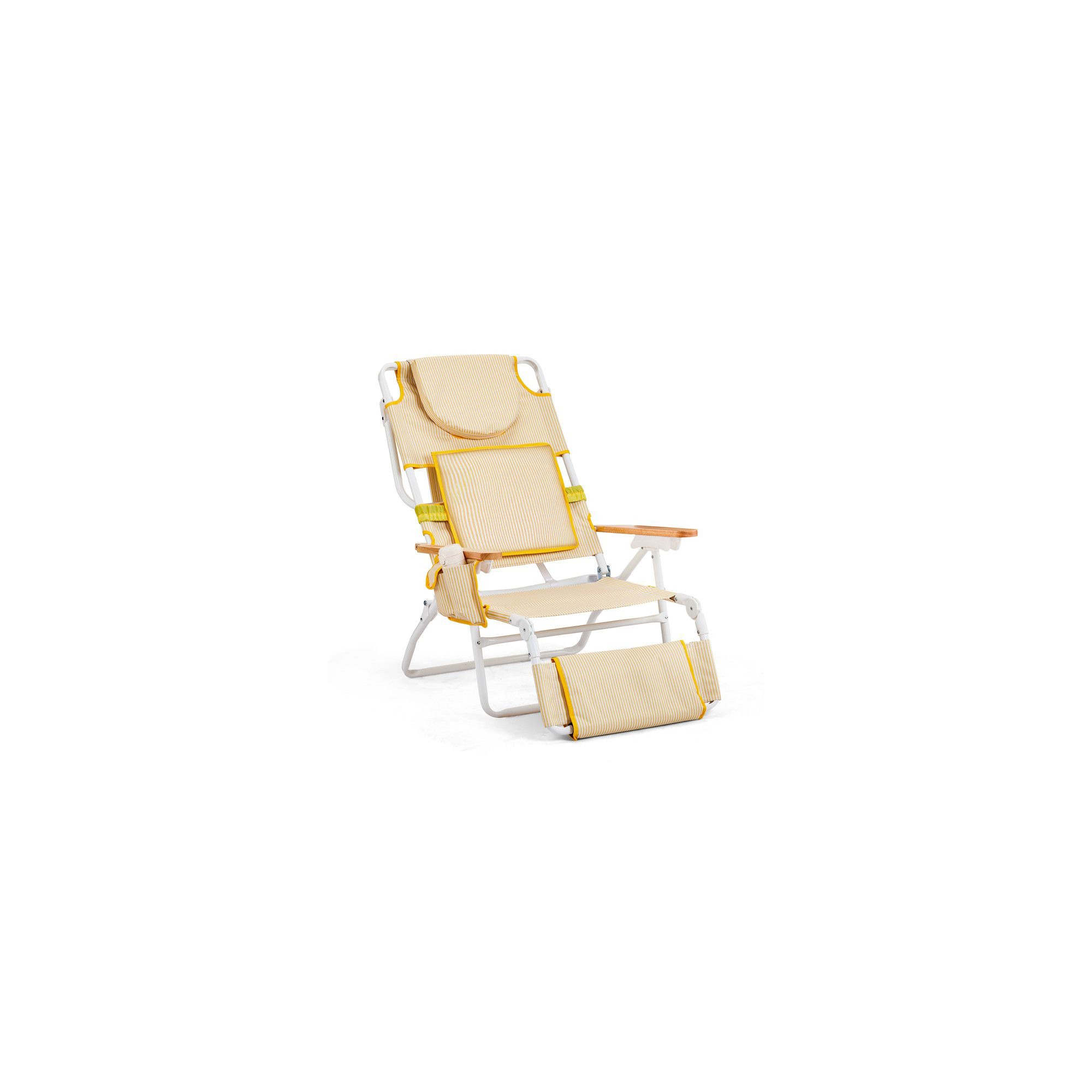 Karl Home Yellow Aluminum Folding Beach Chair(Set of 1)