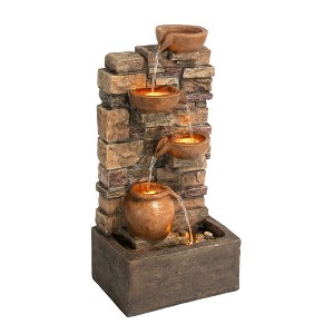 Teamson Home 28.5" Outdoor 4-Tier Cascading Polyresin Birdbath Water Fountain Black - 1 of 4