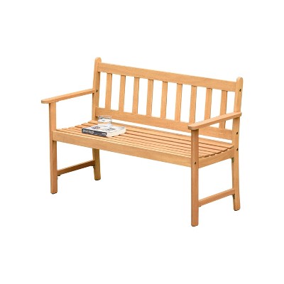 Laura 2-Seat Patio Bench w/ Teak Finish - Brown - Amazonia