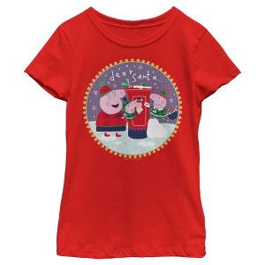 Girl's Peppa Pig Christmas Dear Santa T-Shirt - 1 of 4