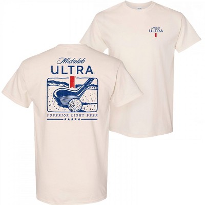 Mens Michelob Ultra Golf Driver Beige Colorway Front and Back Print T-Shirt