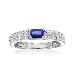 Ross-Simons 0.30 Carat Sapphire and .26 ct. t.w. Diamond Ring in 14kt White Gold Size 8 - 1 of 4