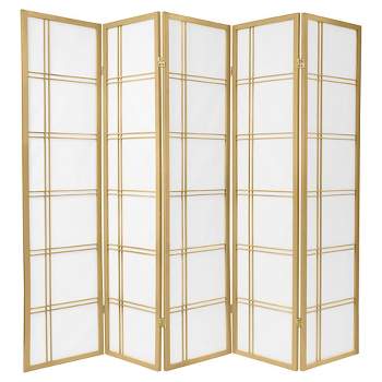 6 ft. Tall Double Cross Shoji Screen - Special Edition - Gold (5 Panels)