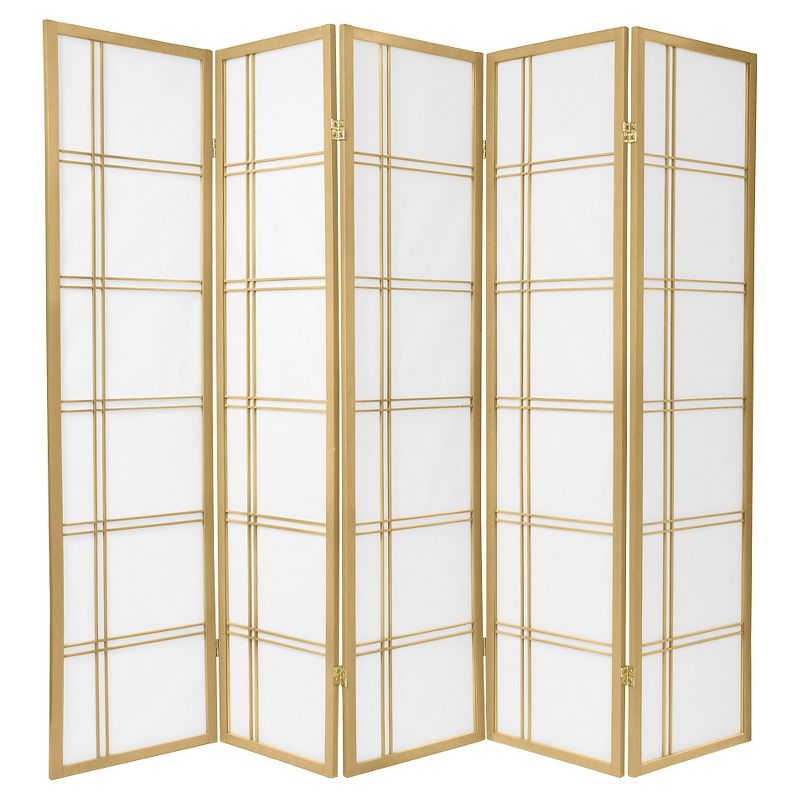 6 ft. Tall Double Cross Shoji Screen - Special Edition - Gold (5 Panels), 1 of 6