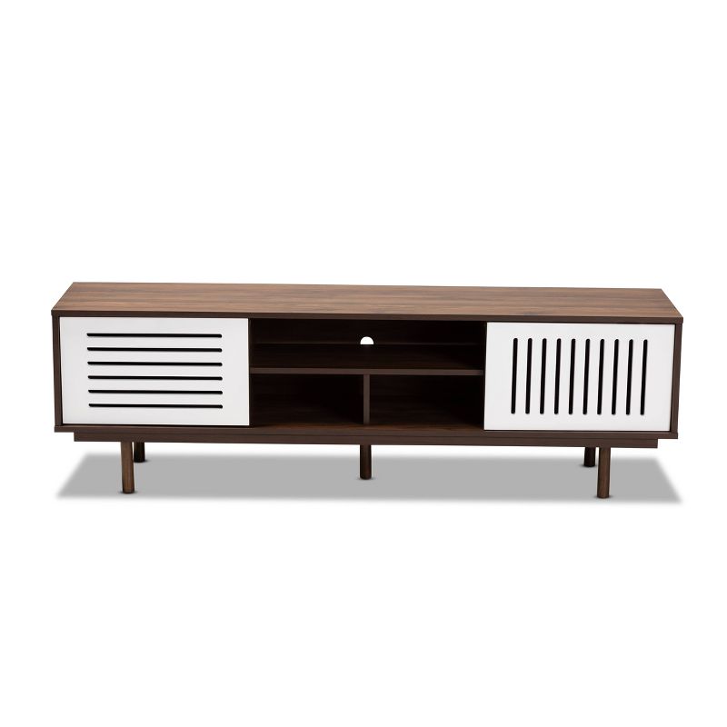 Meike Two-Tone Wood TV Stand for TVs up to 70&#34; Walnut/White - Baxton Studio, 4 of 10