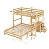 Twin Over Full Bunk Bed with Desk and 3 Drawers, Convertible Wood Frame with Storage, Ladder, Natural Finish - 2 of 4