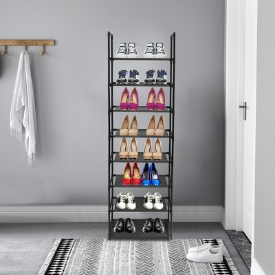 FURNIinspire Shoe Racks 8 Tiers Shoe Rack Steel Frame Shoe Holder Living Room Shoe Organizer Shoe Shelf for Entryway, Black, 12"*18"*58.6"