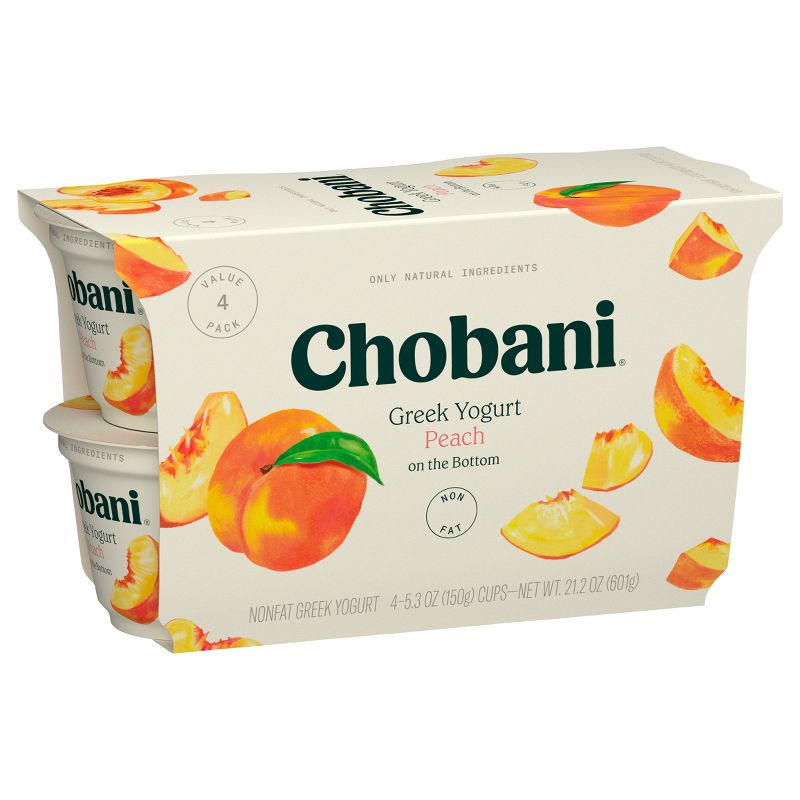Chobani Peach on the Bottom Nonfat Greek Yogurt - 4ct/5.3oz Cups, 3 of 10