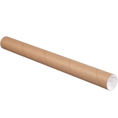 Box Partners Mailing Tubes with Caps 2" x 24" Kraft 6/Case P2024KRP6