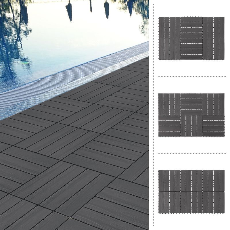 Pure Garden Patio Floor Tiles - Set of 6 Wood/Plastic Composite Interlocking Deck Tiles for Outdoor Flooring – Covers 5.8-Square-Feet, 3 of 9