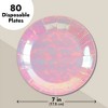 Blue Panda 48-Pack Disposable Paper Plates Party Supplies, Kids Birthday Party Favors, Pink Holographic, 7x7" - 4 of 4