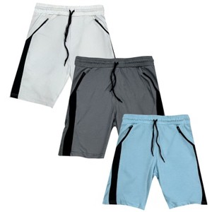 Men's 3 Pack Ultra Soft Fleece Cotton Dual Zippered Pocket Shorts - 1 of 1