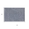 HomeRoots 24" X 36" Gray Striped Hello Outdoor Polypropylene Door Mat - 3 of 4