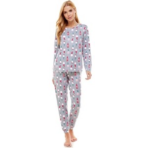 Emerson Road Woman's Whisper Rib Christmas Gnome Top & Jogger Pajama Set - 1 of 3