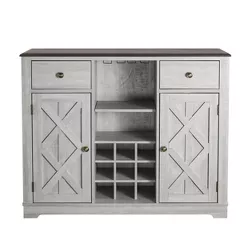 47" Wood Bar Cabinet with Brushed Nickel Knobs White - Home Essentials